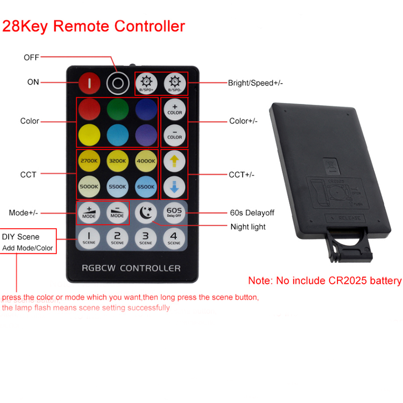 DC12V 16.4ft/5M SMD5050 RGB+CCT LED Strip Light Kit, With 28Key RF Remote Controller,60LEDs/M, Color Changing LED Strip Light DC12V 16.4ft/5M SMD5050 RGB+CCT LED Strip Light Kit, With 28Key RF Remote Controller,60LEDs/M, Color Changing LED Strip Light